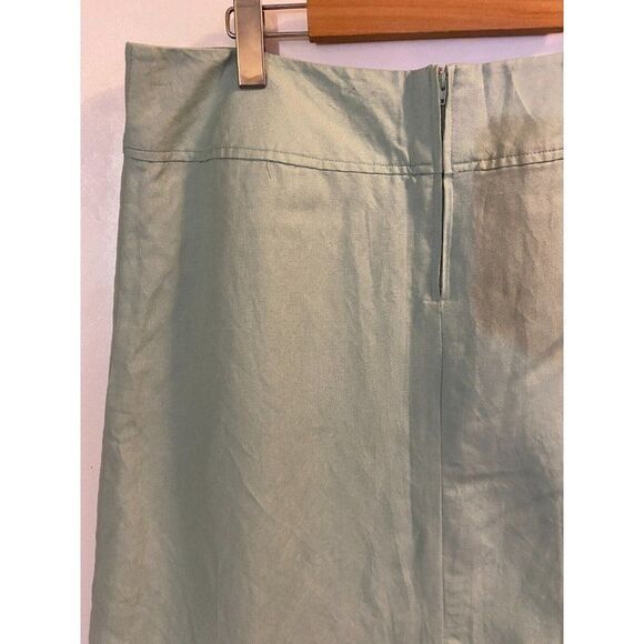 Reitmans Women's Green Teal Linen Blend Skirt Beaded Hem Size 15 - Picture 7 of 9